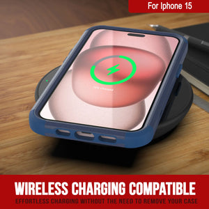 Punkcase para iPhone 15 Centro de estuche multicapa de clips [Serie Patron] [Armada]