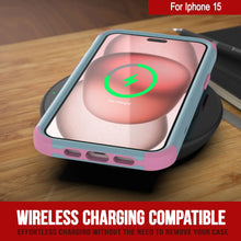 Load image into Gallery viewer, Punkcase para iPhone 15 Centro de estuche multicapa de clip de múltiples [Serie de patrón] [menta rosa]]

