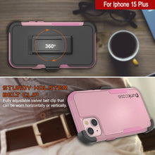 Load image into Gallery viewer, Punkcase para iPhone 15 Plus Cinco de clip de correa multicapa Case de funda [Serie de clientes] [PINK]
