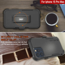 Cargar imagen en el visor de la galería, Punkcase para iPhone 15 Pro Max Belt Clip Case de funda multicapa [Serie de clientes] [Negro]
