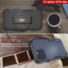 Cargar imagen en el visor de la galería, Punkcase para iPhone 15 Pro Max Belt Clip Case de funda de múltiples capas [Serie Patron] [Navy Black]
