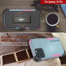 Cargar imagen en el visor de la galería, Punkcase para iPhone 15 Pro Belt Clip Multilililyer Fase de funda [Serie Patron] [Menta-marco]
