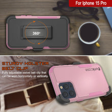 Cargar imagen en el visor de la galería, Punkcase para iPhone 15 Pro Belt Clip Multilililyer Fase de funda [Serie Patron] [Pink]
