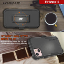 Load image into Gallery viewer, Punkcase para iPhone 15 Cinco de funda de múltiples capas de cinturón [Serie de clientes] [Negro]
