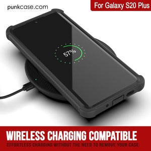 PunkCase Galaxy S20+ Plus Case, [Spartan Series] Clear Rugged Heavy Duty Cover W/Built in Screen Protector [Black] (Color in image: red)