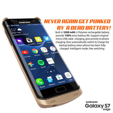 Cargar imagen en el visor de la galería, Galaxy S7 EDGE Battery Case, Punkcase 5200mAH Charger Case W/ Screen Protector | Integrated Kickstand &amp; USB Port | IntelSwitch [Gold] 
