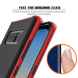 Galaxy Note 8 Case, PunkCase [Stealth Series] Hybrid 3-Piece Shockproof Dual Layer Cover [Non-Slip] [Soft TPU + PC Bumper] with PUNKSHIELD Screen Protector for Samsung Note 8 [Red] (Color in image: Silver)