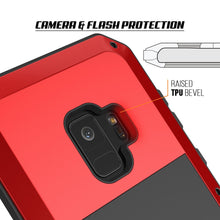 Cargar imagen en el visor de la galería, Galaxy S9 Metal Case, Heavy Duty Military Grade Rugged Armor Cover [shock proof] Hybrid Full Body Hard Aluminum &amp; TPU Design [non slip] W/ Prime Drop Protection for Samsung Galaxy S9 [Red] (Color in image: Silver)
