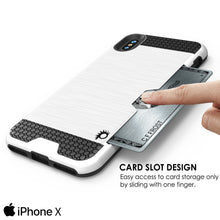 Cargar imagen en el visor de la galería, iPhone X Case, PUNKcase [SLOT Series] Slim Fit Dual-Layer Armor Cover &amp; Tempered Glass PUNKSHIELD Screen Protector for Apple iPhone X [White] (Color in image: Gold)
