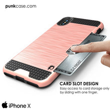 Cargar imagen en el visor de la galería, iPhone X Case, PUNKcase [SLOT Series] Slim Fit Dual-Layer Armor Cover &amp; Tempered Glass PUNKSHIELD Screen Protector for Apple iPhone X [Rose Gold] (Color in image: Silver)
