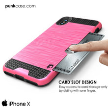 Cargar imagen en el visor de la galería, iPhone X Case, PUNKcase [SLOT Series] Slim Fit Dual-Layer Armor Cover &amp; Tempered Glass PUNKSHIELD Screen Protector for Apple iPhone X [Pink] (Color in image: Black)
