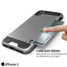Cargar imagen en el visor de la galería, iPhone X Case, PUNKcase [SLOT Series] Slim Fit Dual-Layer Armor Cover &amp; Tempered Glass PUNKSHIELD Screen Protector for Apple iPhone X [Silver] (Color in image: Gold)
