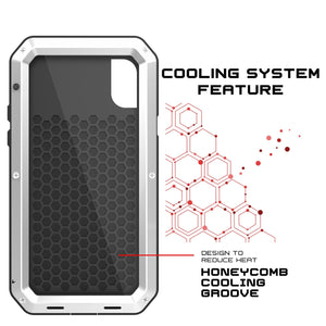 iPhone X Metal Case, Heavy Duty Military Grade Rugged White Armor Cover [shock proof] Hybrid Full Body Hard Aluminum & TPU Design (Color in image: Silver)