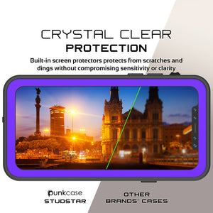 iPhone X Waterproof IP68 Case, Punkcase [Purple] [StudStar Series] [Slim Fit] [Dirtproof] (Color in image: black)