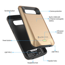 Cargar imagen en el visor de la galería, Galaxy S8 PLUS Battery Case, Punkcase 5500mAH Charger Case W/ Screen Protector | Integrated Kickstand &amp; USB Port | IntelSwitch [Gold] (Color in image: Red)

