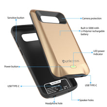 Cargar imagen en el visor de la galería, Galaxy S8 Battery Case, Punkcase 5000mAH Charger Case W/ Screen Protector | Integrated Kickstand &amp; USB Port | IntelSwitch | [Gold] (Color in image: Red)
