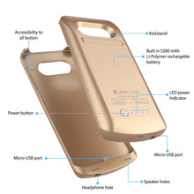 Cargar imagen en el visor de la galería, Galaxy S7 EDGE Battery Case, Punkcase 5200mAH Charger Case W/ Screen Protector | Integrated Kickstand &amp; USB Port | IntelSwitch [Gold] 
