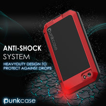 Cargar imagen en el visor de la galería, iPhone SE/5/5s Case, Punkcase® METALLIC Series RED w/ TEMPERED GLASS | Aluminum Frame (Color in image: Black)
