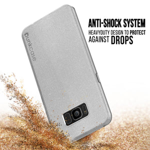 Galaxy S8 Plus Case, Punkcase Galactic 2.0 Series Ultra Slim Protective Armor TPU Cover [Silver] (Color in image: black/grey)