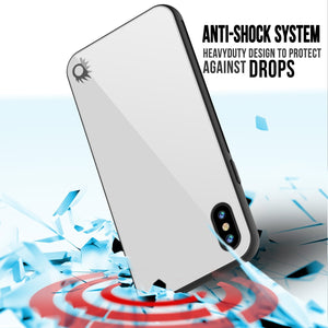 iPhone X Case, Punkcase GlassShield Ultra Thin Protective 9H Full Body Tempered Glass Cover W/ Drop Protection & Non Slip Grip for Apple iPhone 10 [White] (Color in image: Blue)