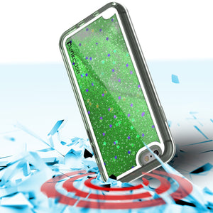 iPhone 7 Case, PunkCase LIQUID Green Series, Protective Dual Layer Floating Glitter Cover (Color in image: teal)