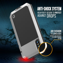 Cargar imagen en el visor de la galería, iPhone X Metal Case, Heavy Duty Military Grade Rugged Armor Cover [shock proof] Hybrid Full Body Hard Aluminum &amp; TPU Design (Color in image: White)
