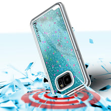 Cargar imagen en el visor de la galería, S7 Edge Case, Punkcase [Liquid Teal Series] Protective Dual Layer Floating Glitter Cover with lots of Bling &amp; Sparkle + PunkShield Screen Protector (Color in image: silver)
