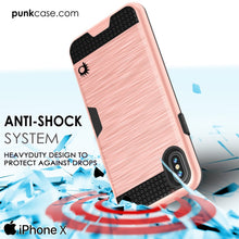 Cargar imagen en el visor de la galería, iPhone X Case, PUNKcase [SLOT Series] Slim Fit Dual-Layer Armor Cover &amp; Tempered Glass PUNKSHIELD Screen Protector for Apple iPhone X [Rose Gold] (Color in image: Pink)
