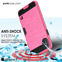 Cargar imagen en el visor de la galería, iPhone X Case, PUNKcase [SLOT Series] Slim Fit Dual-Layer Armor Cover &amp; Tempered Glass PUNKSHIELD Screen Protector for Apple iPhone X [Pink] (Color in image: White)
