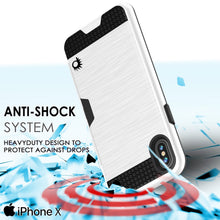 Cargar imagen en el visor de la galería, iPhone X Case, PUNKcase [SLOT Series] Slim Fit Dual-Layer Armor Cover &amp; Tempered Glass PUNKSHIELD Screen Protector for Apple iPhone X [White] (Color in image: Black)
