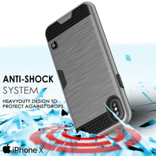 Cargar imagen en el visor de la galería, iPhone X Case, PUNKcase [SLOT Series] Slim Fit Dual-Layer Armor Cover &amp; Tempered Glass PUNKSHIELD Screen Protector for Apple iPhone X [Silver] (Color in image: Black)
