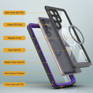 Productos Funda impermeable para Galaxy S25 Ultra, Punkcase [Extreme Mag Series] Armor Cover con protector de pantalla incorporado [morado]