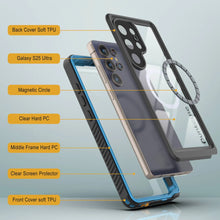Cargar imagen en el visor de la galería, Funda impermeable para Galaxy S25 Ultra, Punkcase [Extreme Mag Series] Armor Cover con protector de pantalla incorporado [azul]

