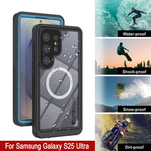 Funda impermeable para Galaxy S25 Ultra, Punkcase [Extreme Mag Series] Armor Cover con protector de pantalla incorporado [azul]