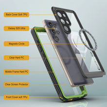 Cargar imagen en el visor de la galería, Funda impermeable para Galaxy S25 Ultra, Punkcase [Extreme Mag Series] Armor Cover con protector de pantalla incorporado [Verde]
