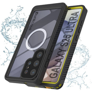 Funda impermeable para Galaxy S25 Ultra, Punkcase [Extreme Mag Series] Armor Cover con protector de pantalla incorporado [amarillo]