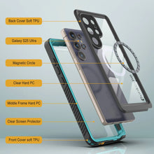 Cargar imagen en el visor de la galería, Funda impermeable para Galaxy S25 Ultra, Punkcase [Extreme Mag Series] Armor Cover con protector de pantalla incorporado [verde azulado]

