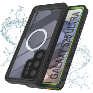 Funda impermeable para Galaxy S25 Ultra, Punkcase [Extreme Mag Series] Armor Cover con protector de pantalla incorporado [Verde]
