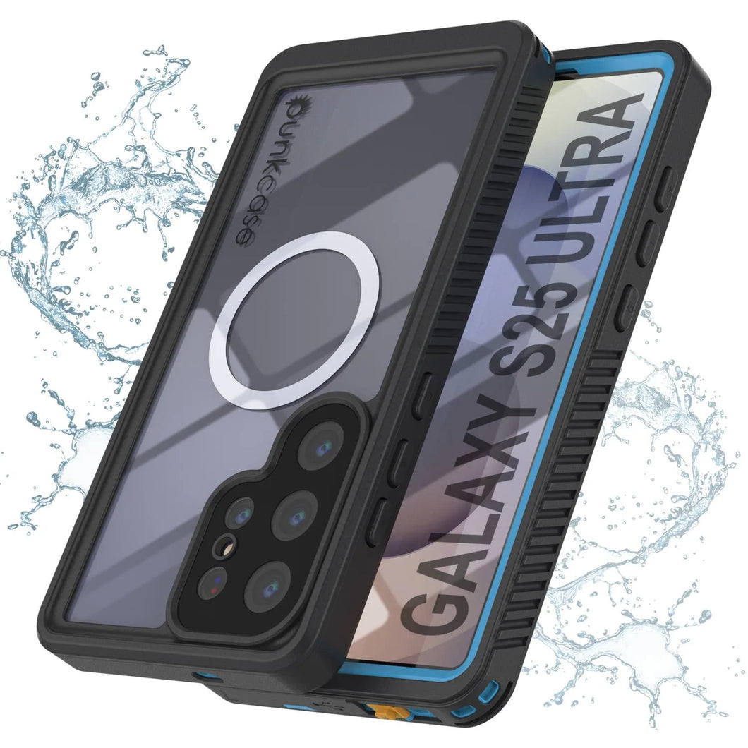 Funda impermeable para Galaxy S25 Ultra, Punkcase [Extreme Mag Series] Armor Cover con protector de pantalla incorporado [azul]