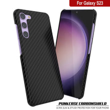 Cargar imagen en el visor de la galería, Funda Galaxy S23, Punkcase CarbonShield, Resistente y Ultradelgada de Doble Capa con Cubierta de Cuero PU Negro (Estilo Fibra de Carbono)
