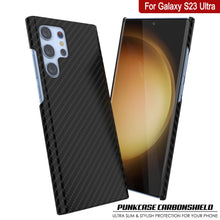 Cargar imagen en el visor de la galería, Funda Galaxy S23 Ultra, Punkcase CarbonShield, Resistente y Ultra Delgada, Protector Doble de 2 Piezas de Cuero sintético Negro Azabache (Estilo Fibra de Carbono)
