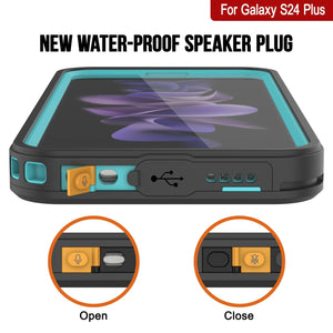 Galaxy S24+ Plus Estuche Protector de Pantalla a Prueba de Agua/ Golpes/ Nieve [Serie Extrema] [Turquesa]