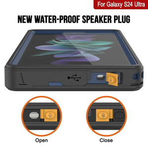 Galaxy S24 Ultra resistente al agua y a los golpes [Serie Extrema] con estuche de protector de pantalla [Azul Marino]