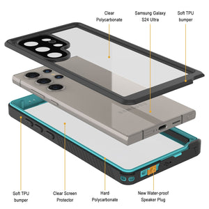 Funda protectora [Teal] resistente al agua, a los golpes y a la nieve [Serie Extrema] para Galaxy S24 Ultra.