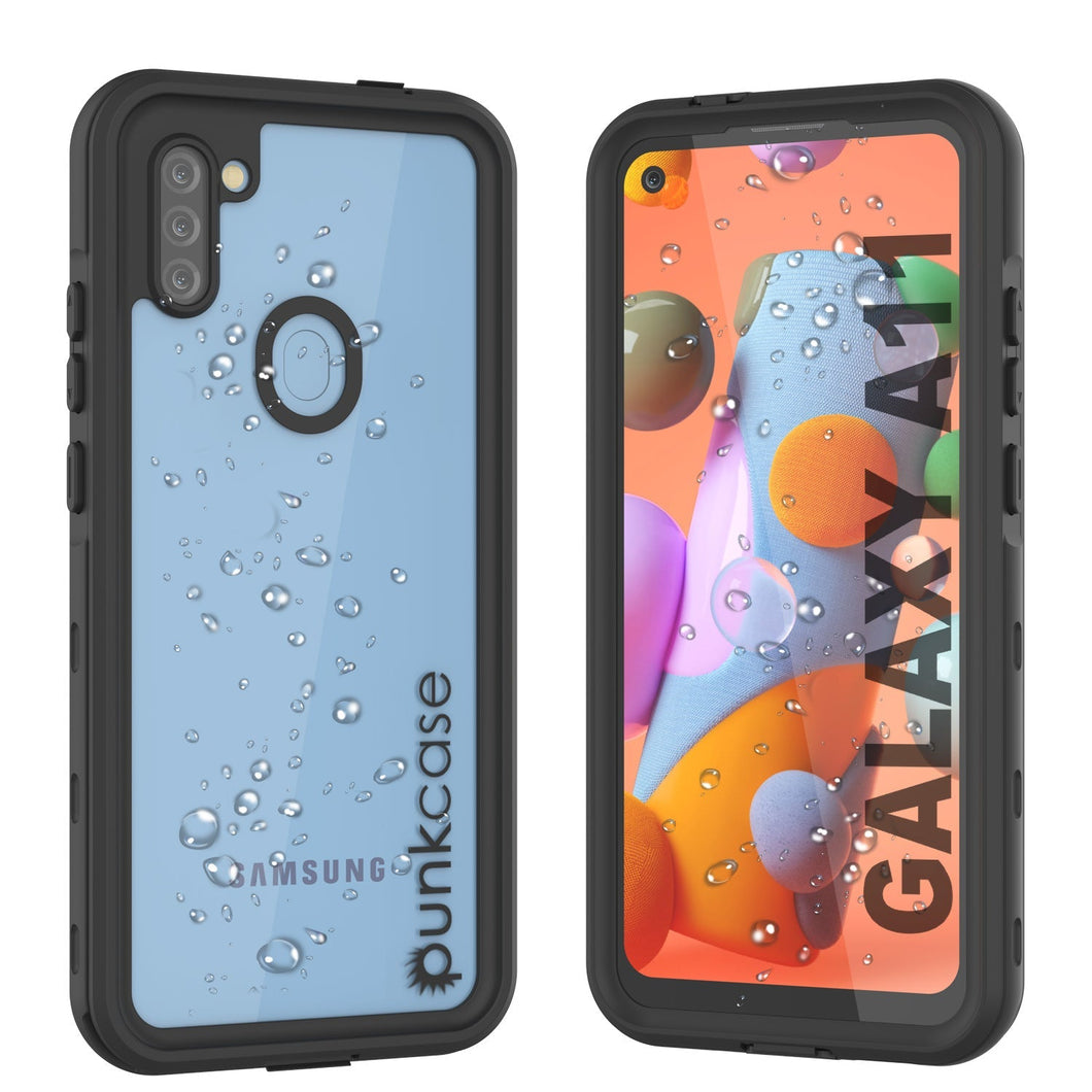 Funda impermeable Galaxy A11 PunkCase StudStar negra delgada, resistente a golpes/nieve bajo el agua IP68 de 6.6 pies.