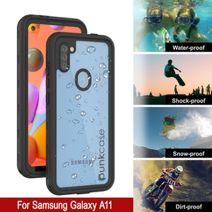 Funda impermeable Galaxy A11 PunkCase StudStar negra delgada, resistente a golpes/nieve bajo el agua IP68 de 6.6 pies.