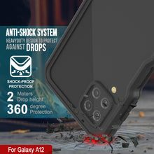 Cargar imagen en el visor de la galería, Funda resistente al agua Galaxy A12 PunkCase StudStar Black delgada 6,6 pies a prueba de agua IP68 a prueba de golpes/nieve.
