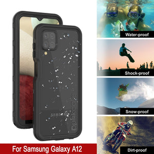 Funda resistente al agua Galaxy A12 PunkCase StudStar Black delgada 6,6 pies a prueba de agua IP68 a prueba de golpes/nieve.