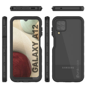 Funda resistente al agua Galaxy A12 PunkCase StudStar Black delgada 6,6 pies a prueba de agua IP68 a prueba de golpes/nieve.