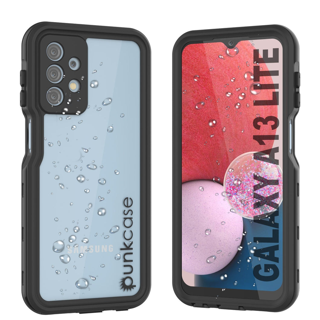 Estuche sumergible Galaxy A13 Lite PunkCase StudStar negro delgado resistente al agua de 6.6 pies de profundidad IP68 a prueba de golpes/nieve.